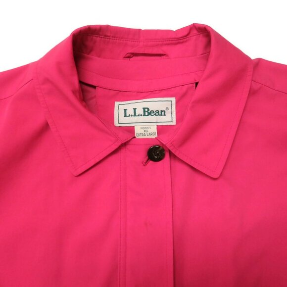LL Bean 3 in 1 Jacket Womens XL Pink + Bucket Hat Long Trench Nylon Wool Rain - Picture 10 of 12